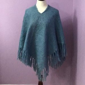 Vintage Glentana 70%Mohair 30%Wool Poncho Shawl Fringes all mohair pile Scotland
